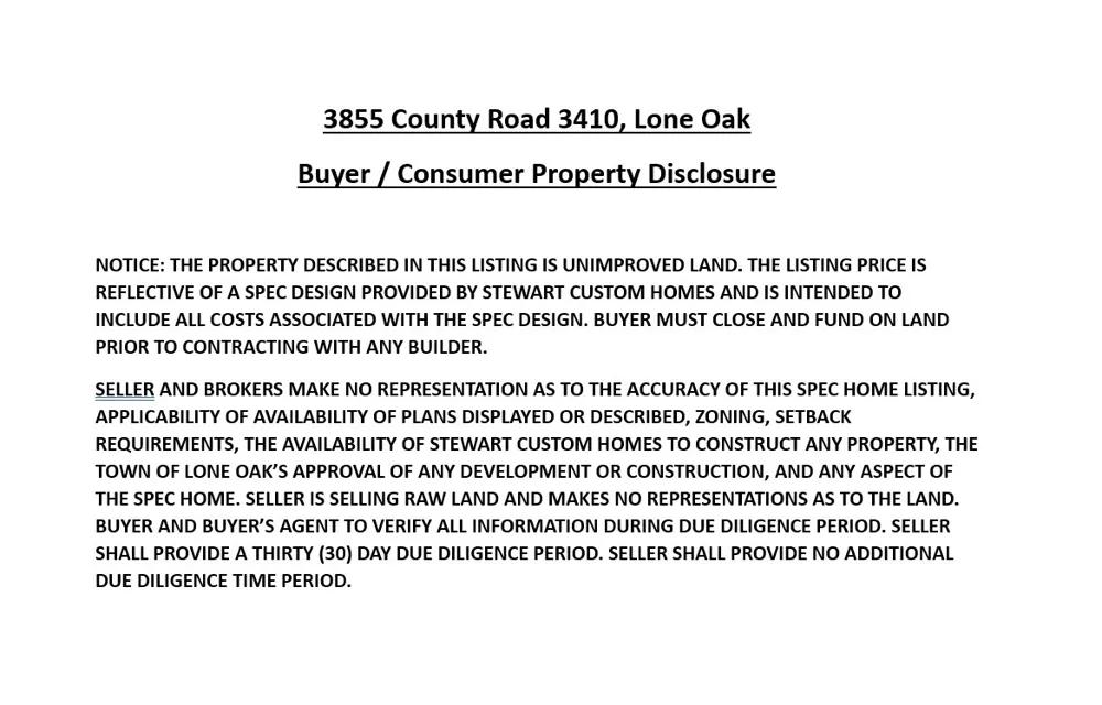 County Road 3410 Lone Oak, TX 75453