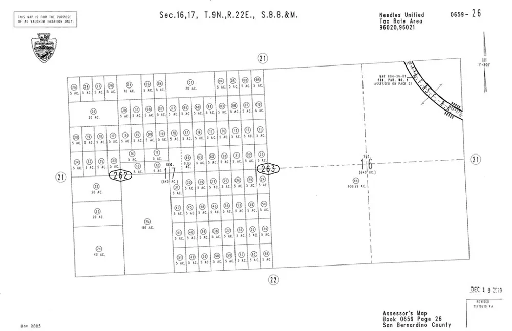 SEC/TWN/RNG/MER:N2NW4SW4 S17T09NR22E Needles, CA 92363