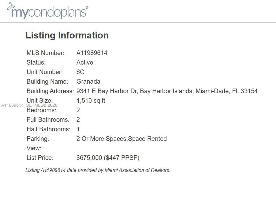 9341 E Bay Harbor Dr #6C Bay Harbor Islands, FL 33154