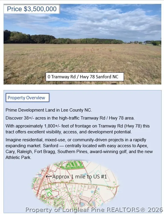 Tramway Rd / Hwy 78 Sanford, NC 27330