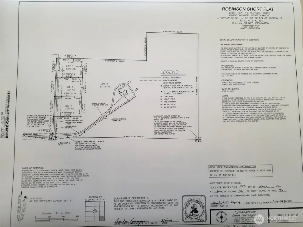 9999 Lot 1 Robinson Road Port Angeles, WA 98362
