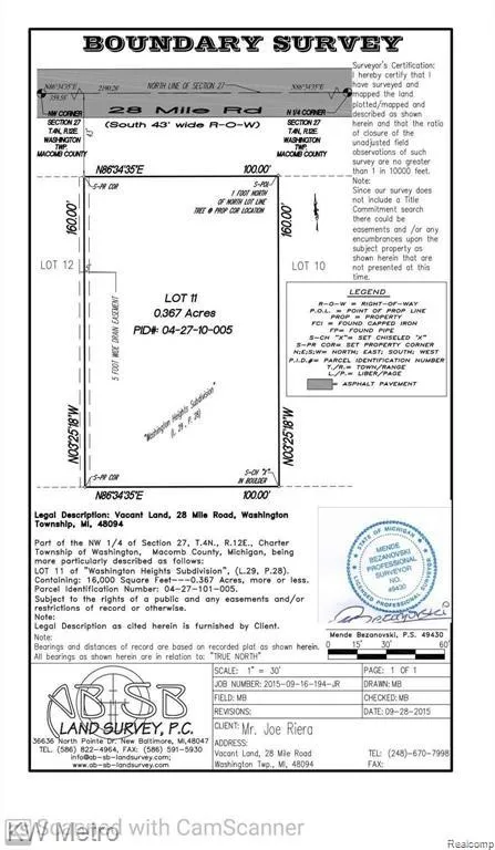 28 Mile Road Washington Township, MI 48094