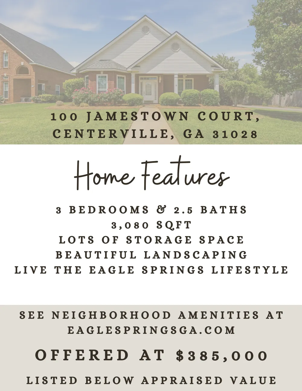 100 Jamestown CT Centerville, GA 31028