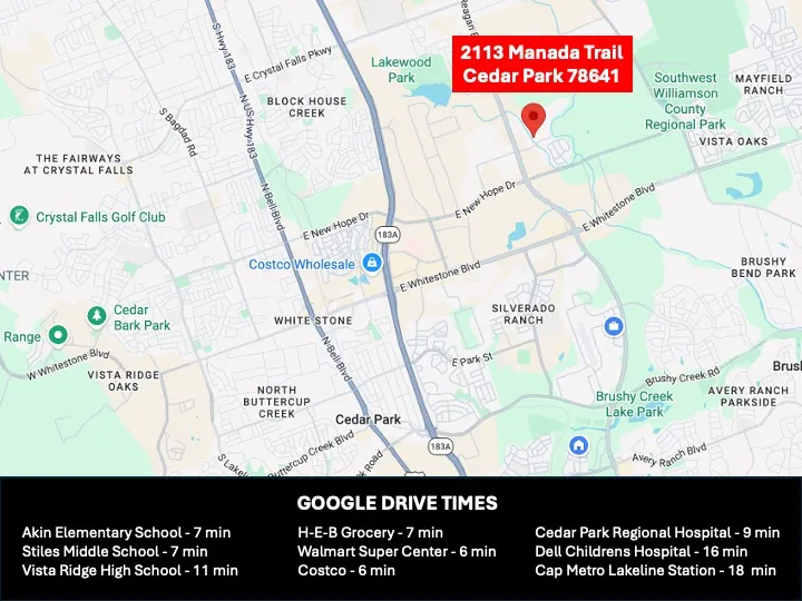 2113 Manada Trail Cedar Park, TX 78641