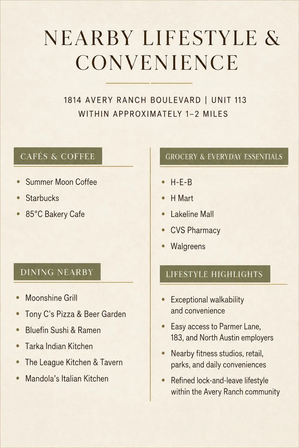 14815 Avery Ranch Boulevard #1401 Austin, TX 78717