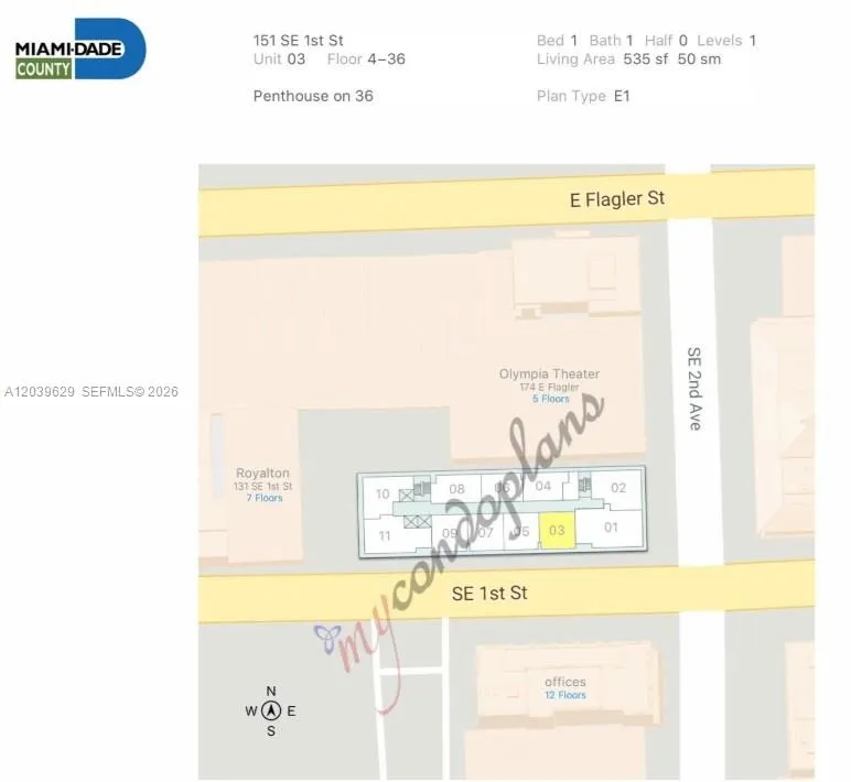 151 SE 1st St #3103 Miami, FL 33131