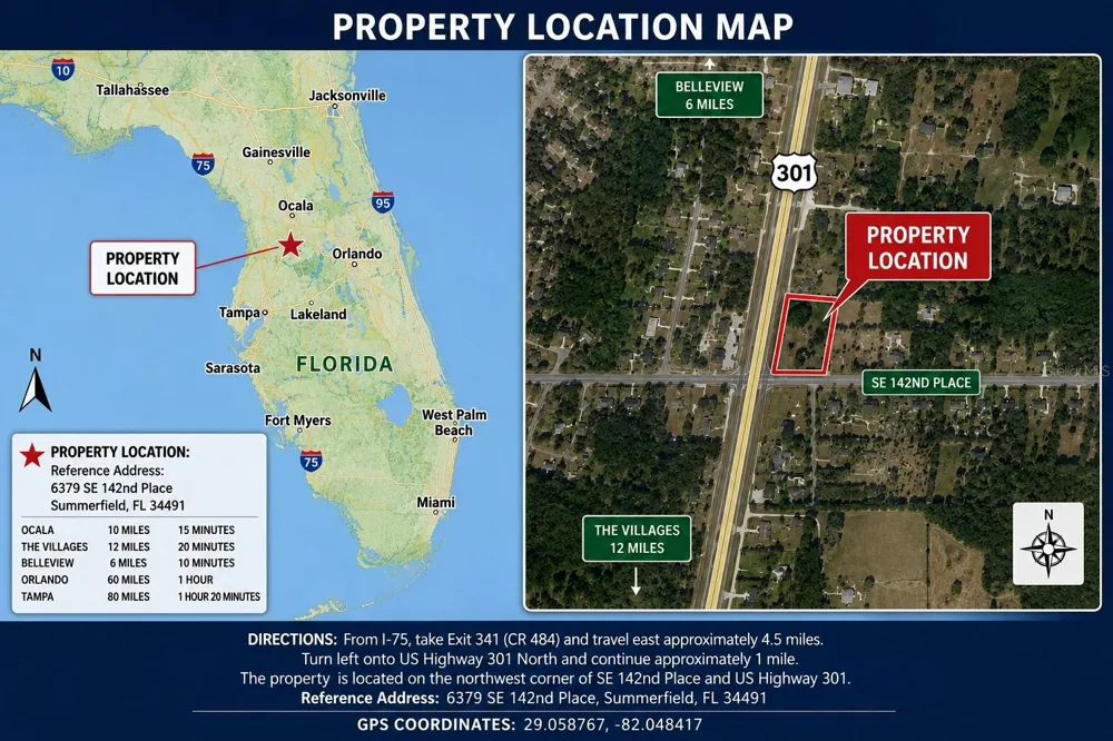 Corner SE 142ND PLACE & S US HWY-301 Summerfield, FL 34491