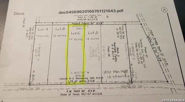 LOT C FM 1908 Quemado, TX 78877