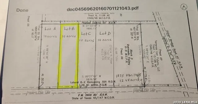 LOT B FM 1908 Quemado, TX 78877