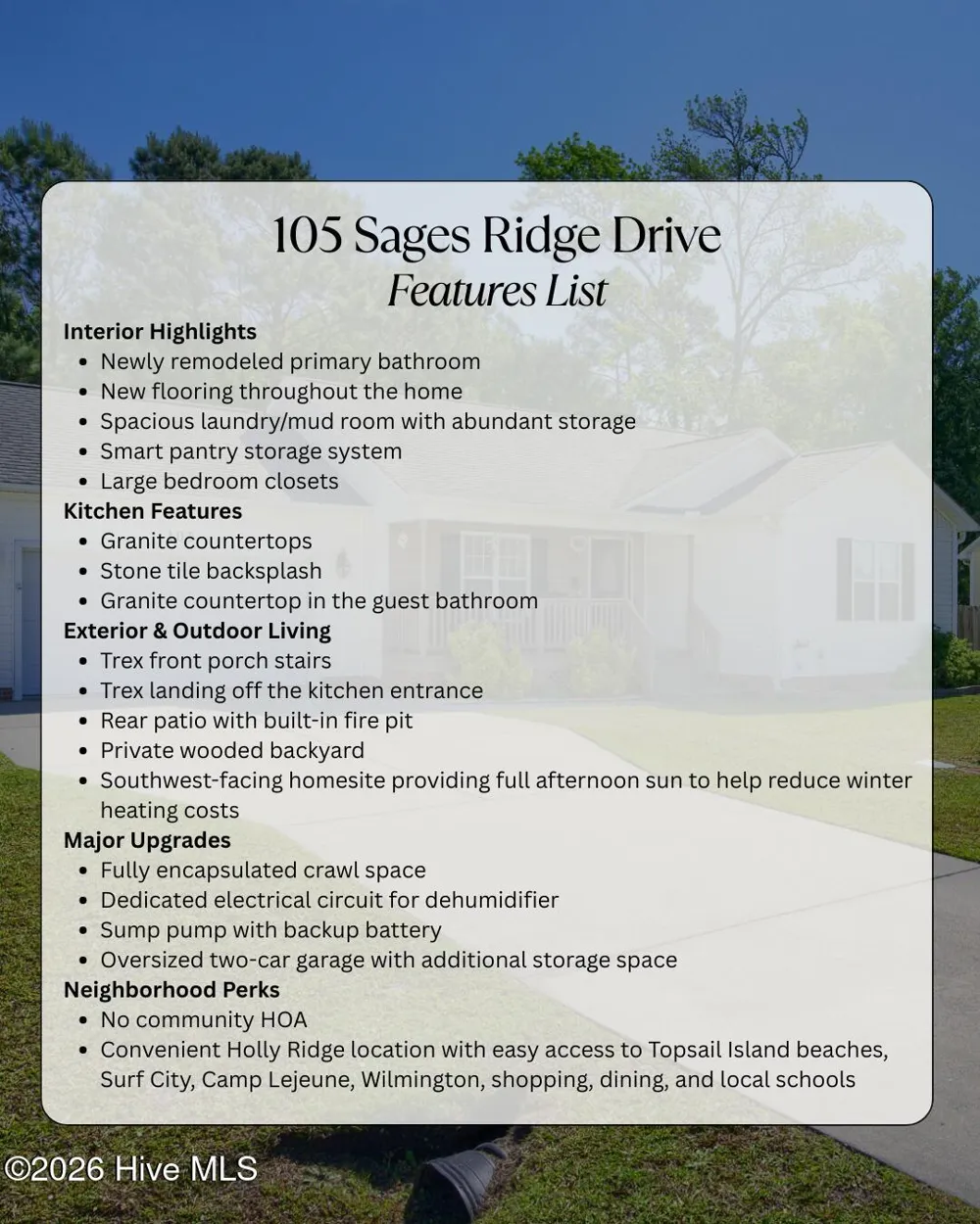 105 Sages Ridge Drive Holly Ridge, NC 28445