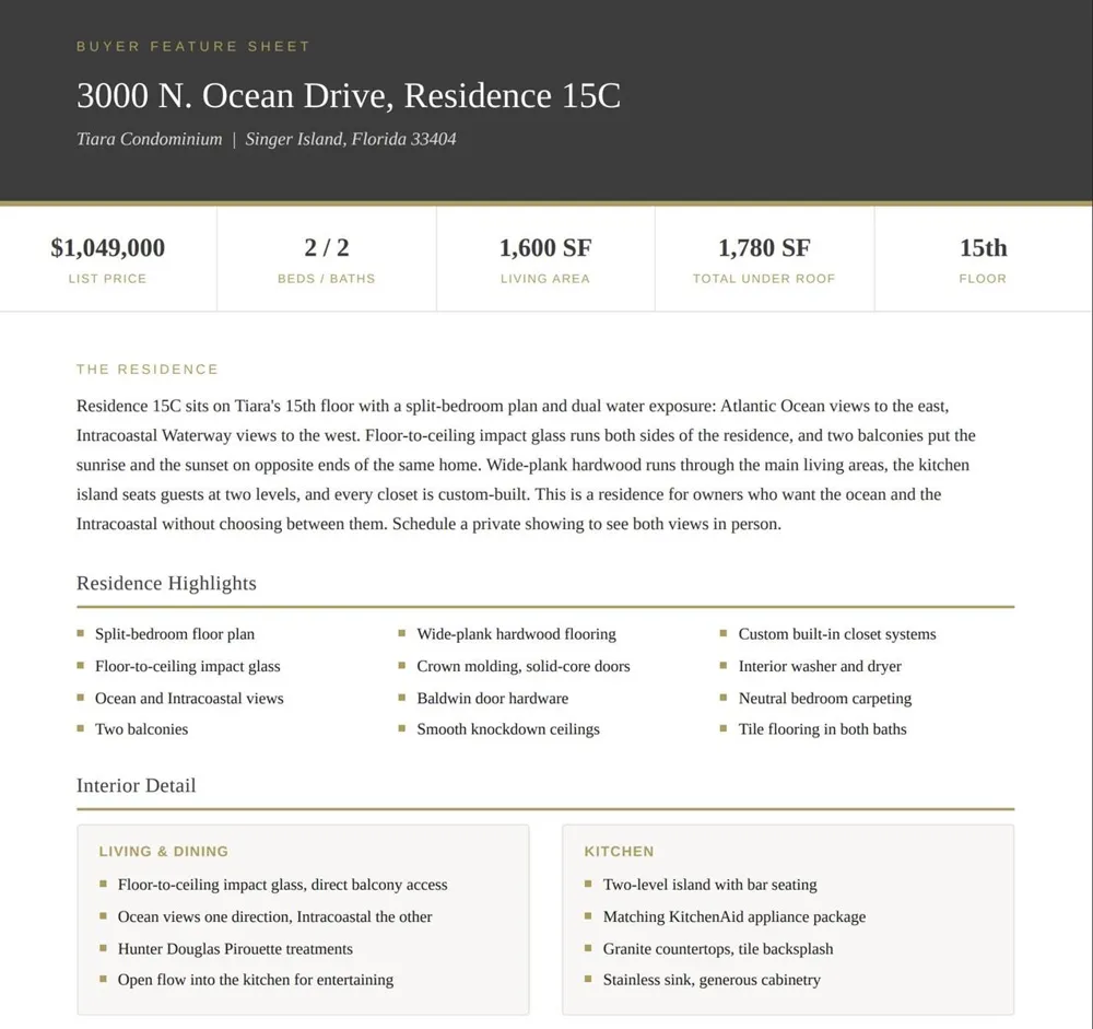 3000 Ocean Drive #15C Singer Island, FL 33404