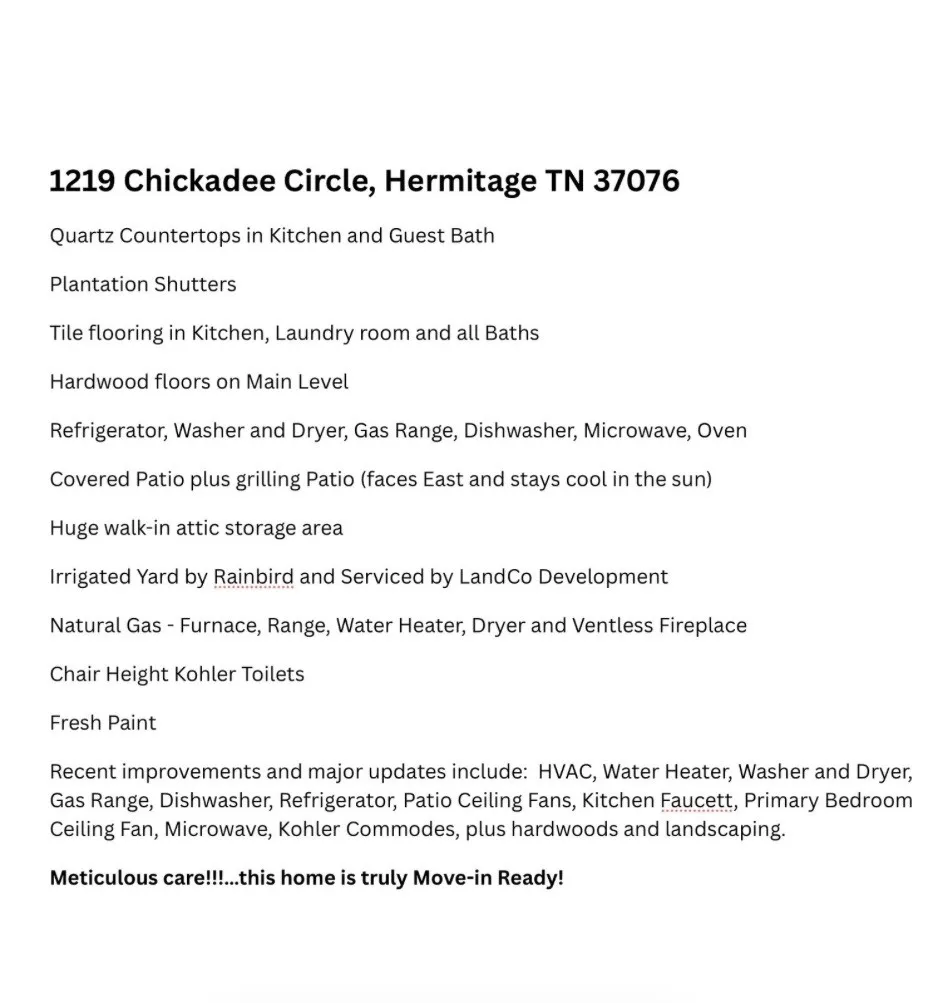 1219 Chickadee Cir Hermitage, TN 37076